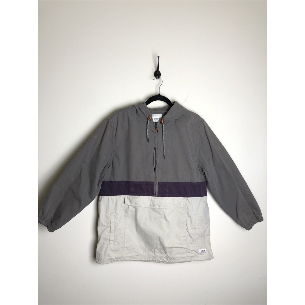 Katin Canvas Anorak Hooded Jacket 3-Tone Men's Gray Beige Purple XL